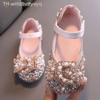 【hot】❖□♈  Little Baby Pink Rhinestone Shoes Childrens Bow Dancing Flats Toddler Kids Performance