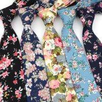 High Quality Cotton Floral Ties For Men Casual Slim Neckties Gravata Skinny Wedding Party Business Rose New Design Accessories