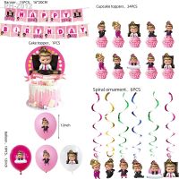 Lovely Girl Boss Birthday Party Disposable  Flags Cake Topper Pink Born Leader Boss Baby Shower Decoration Birthday Gift