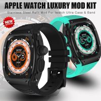 ☊ 49mm Case Modification Kit for Apple Watch Ultra Refit Metal Bezel for IWatch Ultra Mod Kit Stainless Cover Case Silicone Strap