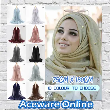 Ladies Fashion Plain Shimmer Silver Cotton Shawl Scarf Muslim Head