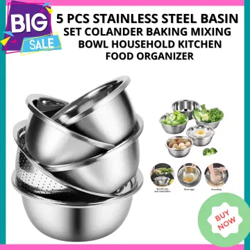 5pcs Non-Slip Stainless Steel Mixing Bowls Set - Perfect for