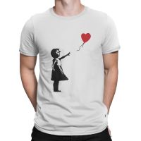 With Balloon Men T Shirts Banksy Funny Tees Short Sleeve O Neck T-Shirt Pure Cotton Printed Tops