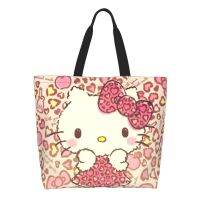 สวัสดี KittyCute กระเป๋า Tas Jinjing Kanvas สำหรับผู้หญิง-กระเป๋าใส่หนังสือถุงชอปปิ้งใช้ซ้ำได้สำหรับร้านขายของชำคุณครู