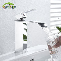 Chrome Bathroom Basin Faucet Hot Cold Mixer Brass Tap Deck Mount Single Handle  Waterfall Chrome Polished Wash Faucets