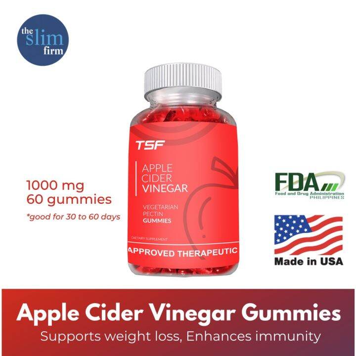TSF Apple Cider Vinegar Rubber 1000mg (60 gummies) Lazada PH