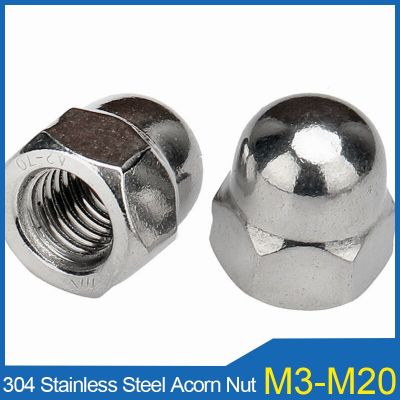 Acorn Nut 304 Stainless Steel M3 M4 M5 M6 M8 M10 M12 M14 M16 M20 Cap Nuts Decorative Round Cap Integral Cap Nails  Screws Fasteners