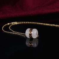 【CW】 Classic Hetian Small Cylindrical Pendant Necklace Chinese Jewelry