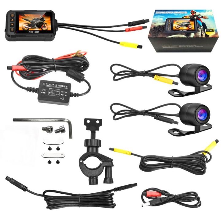 ร้อน-xkwkzmzllgd-601-มอเตอร์ไซค์-inch-3-dvr-กล้องกันน้ำรถจักรยานยนต์-dashcam-กล้องหน้าและกล้องหลังเครื่องบันทึกวีดีโอกล่องการมองเห็นได้ในเวลากลางคืนสีดำ