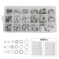 ▽◆ 450/280/200pcs Gaskets Washers Aluminum Flat Metal Gasket Washer Gasket Assorted Sealing Rings set M6 M8 M10 M12 M14