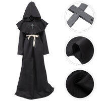 Teniron Friar Medieval Hooded Monk Robe Renaissance Priest Robe Cossplay Costume Prop Prop