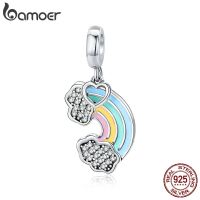 BAMOER Rainbow Pendant fit celets DIY 925 Sterling Silver SCC905