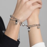 Fashion Metal Astronaut Star Chain Bracelet for Women Couple Charm Silver Color Wedding Party Valentine 39;s Day Jewelry Lover Gift