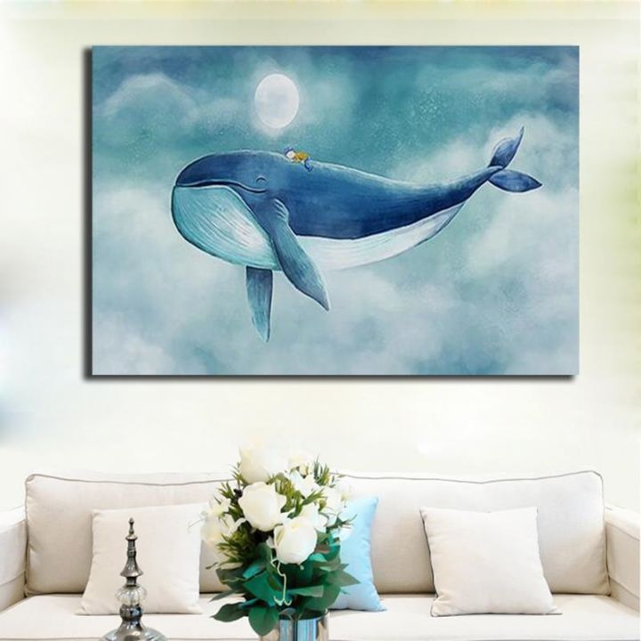 lovely-blue-whale-canvas-painting-modern-cartoon-seascape-poster-and-prints-home-decoration-cuadros-wall-picture-for-children