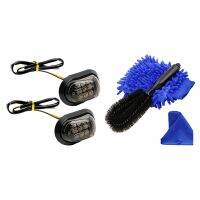 3X Car Wheel Cleanning Brush,Wheel And Component Brush &amp; 2X 12V Amber 9 LED Flush Turn Signals Indicators Blinker Light