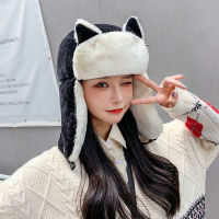 Women Warm Earmuffs Thicken Ear-flapped Hat Winter Cold-proof Warm Cotton Hat Cat Ears Cap  Winter Russian Hat