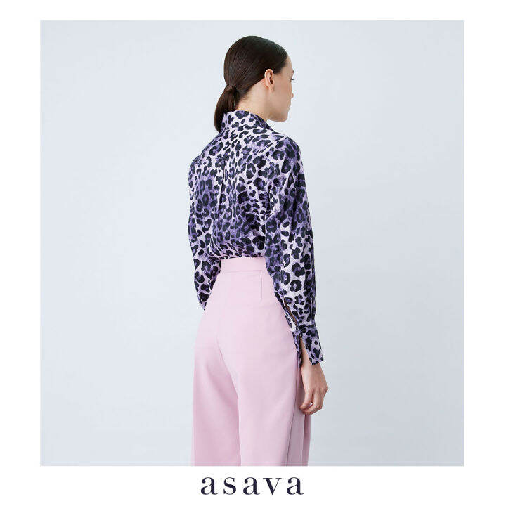 asava-ss22-asava-leopard-shirt-เสื้อเชิ้ตผู้หญิง-อาซาว่า-แขนยาว-ทรงคลาสสิค-ผ้าลายเสื้อดาว