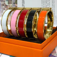 Stainless Steel Charm Bracelets For Women Luxury Jewelry Designer H Bangles Orange Color Enamel Fashion Gift For Love Wholesale