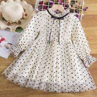 【Ladies shop】3 8T LittlePolka DotAutumn WinterFull แขนชุดเด็กสาววันเกิด PartyClothing