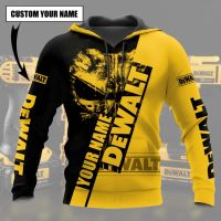 （ALL IN STOCK XZX）  DeWalt 3D All Over Printed Custom Name T-Shirt Sweatshirt Hoodie Bomber 564  (Free customized name logo for private chat, can be changed with or without zipper)