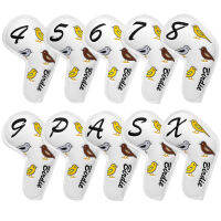 กอล์ฟเหล็ก Headcovers 10ชิ้นเซ็ต Birdie เย็บปักถักร้อยพรีเมี่ยมหนังเหล็ก Headcovers ฝาครอบหัวเหล็ก