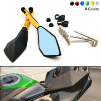 Universial Motorcycle Rearview Mirrors Handle Bar End Side Blue Retrovisor For Kawasaki ZXR400 ZZR600 ZX10R ZX12R ZX6R ZX14R