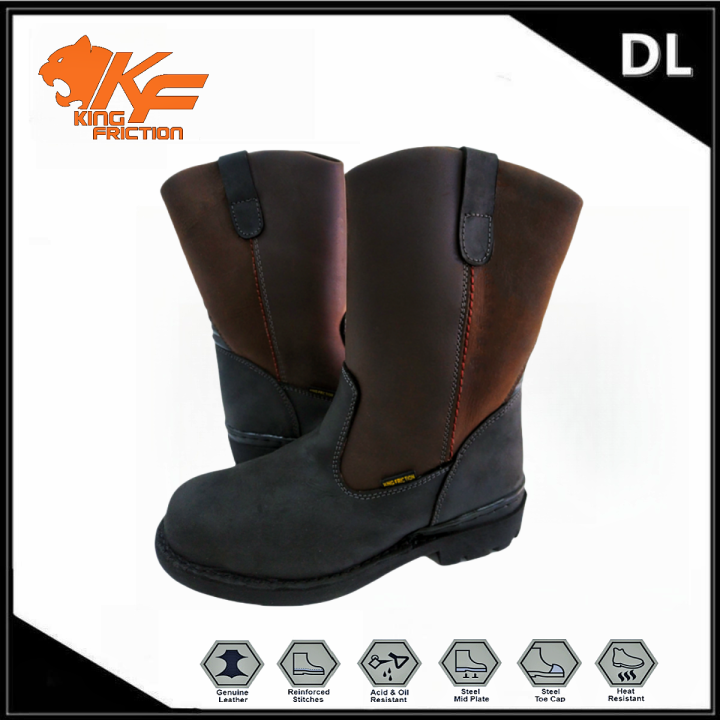 King Friction Safety Boots High Cut Pull On Leather Safety Shoes Height 29cm KF8008 Lazada