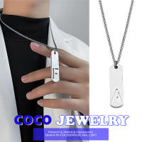 COCOJEWELRY 26ตัวอักษรภาษาอังกฤษสร้อยคอจี้สี่เหลี่ยมเหล็กไทเทเนียมสำหรับเครื่องประดับแฟชั่นสำหรับผู้หญิง