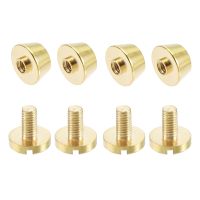 Uxcell 4Pcs 10x6mm Flat Studs Rivet Purse Handbag Feet Nails Solid Brass Leather Craft DIY