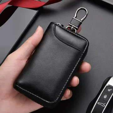 Genuine Leather Key Card Holder Wallet Keys Fob Organizer 