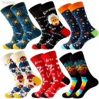☞❈► 1 pair New Happy Mens Socks Women Novelty Cartoon Sock Combed Cotton Funny Men 39;s Big Size Crew Hip Hop Thick Long Socks