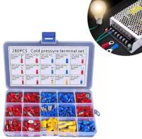 ขั้วต่อสายไฟหุ้มฉนวนคละ 280 ชิ้น Assorted Crimp Spade Terminal Insulated Electrical Wire Cable Connector Kit Set