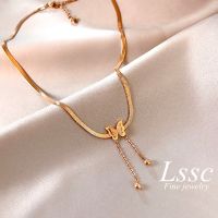 สร้อยคอโซ่ผีเสื้อสแตนเลสแท้ผู้หญิงเครื่องประดับทอง 18k choker