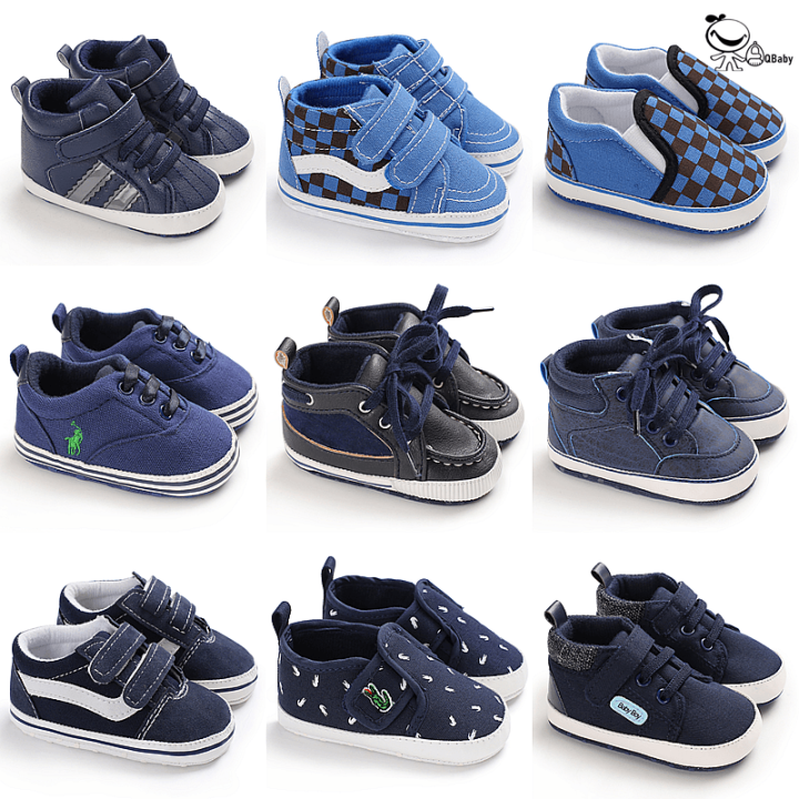 Blue Baby Shoes Toddler Walking Sneakers Leather Soft Sole Kids