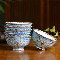 Tureen Jingdezhen ชุดจานข้าวกันลวกเท้าสูงโบราณใช้ในครัวเรือนจีนโถซุปขนาดใหญ่