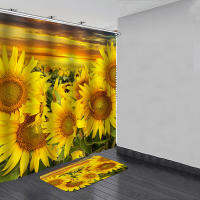 [COD][yolandas] haidianzi Sunflower ชุดห้องน้ำม่านอาบน้ำเสื่อกันลื่น Home Car bath mats