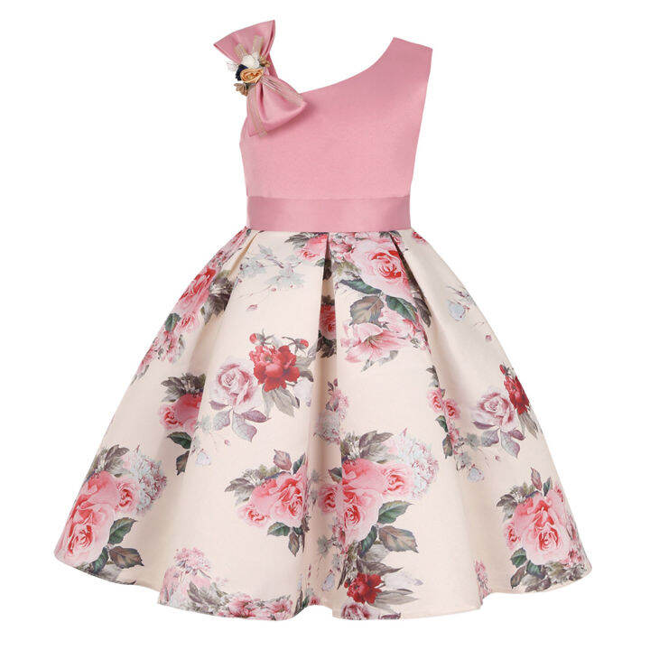 Girls Dresses for Kids Floral Flowers Birthday Party Sleeveless Girl ...