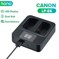 LLANO เครื่องชาร์จแบตเตอรี่กล้อง LP-E6 LED USB Dual Solt Camera Battery Charger for 700D 600D 550D 650D EOS 700D X7i X6 X5 X4 แบตเตอรี่กล้องดิจิตอล Canon SLR Digital Camera Battery Charger