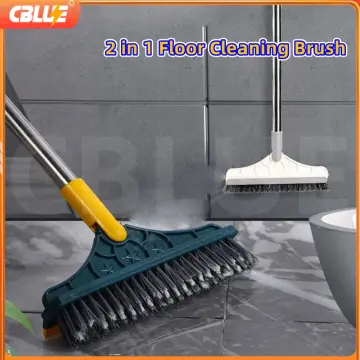BOOMJOY Floor Scrub Brush with Long Handle, 2 in 1 Scrape and Brush, Stiff  Bristles Floor Scrubber, Deck Brush for Cleaning Bathroom, Patio, Garage