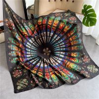 【CW】 Print Shawl Luxury Brand Silk Scarf 2022 Design Neckerchief Female Hijab Wrap Beach Stoles Bandana