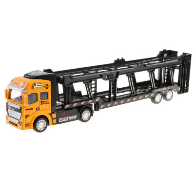 BolehDeals Alloy Die Cast Friction Powered Toy Truck 1/50 Scale Car Transporter Trailer Semi Truck Toy  No Batteries Required