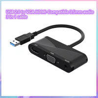 3 in1 Video Audio USB to HDMI-Compatible VGA Converter 1080P HD for Computer to Projector Monitor Extend Screen VGA Cable