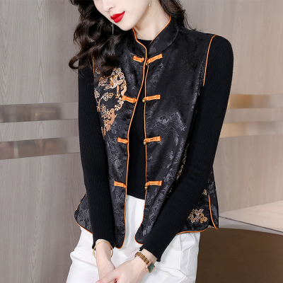 【Available】Retro สไตล์จีนเสื้อกั๊กผู้หญิงโมเดิร์น Tang Suit Gilet เสื้อหลวม Oriental China แบบดั้งเดิมชาติพันธุ์เสื้อเสื้อผ้า Harajuku