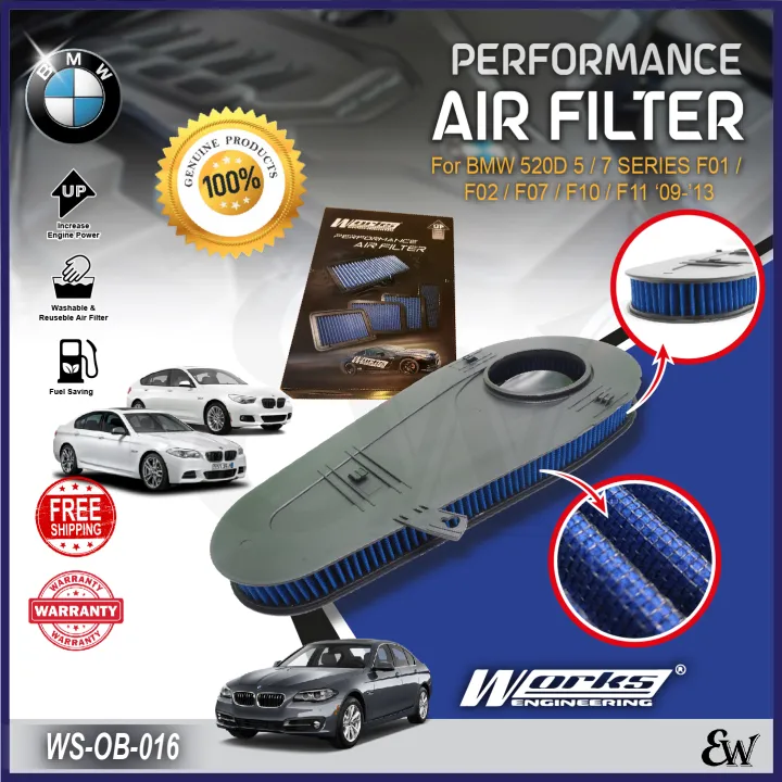 Works Engineering Drop In Air Filter BMW 520D F10 F01 F02 F07 F10 F11 2 ...