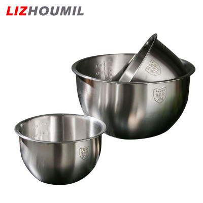 LIZHOUMIL ชามสลัด2.5l สแตนเลส4.5l ใช้ในครัวเรือนสำหรับที่เก็บอาหารเตรียมอบการทำอาหาร