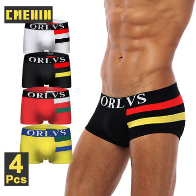 CMENIN ORLVS 4Pcs ใหม่ผ้าฝ้ายเซ็กซี่ชายชุดชั้นในชายนักมวยกางเกงสะโพกยก Cuecas กางเกงในชาย Bxoers กางเกงขาสั้นสำหรับผู้ชาย OR06