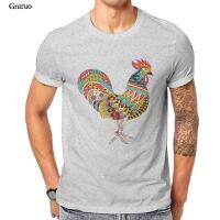 Rooster Mandala Unisex Cotton T-Shirt White Anime Aesthetic Mens Clothes 105480 【Size S-4XL-5XL-6XL】