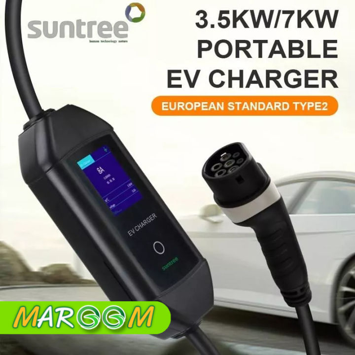 เครื่องชาร์จรถยนต์ไฟฟ้า-ชาร์จรถยนต์ไฟฟ้า-suntree-ev-charger-16a-3-5kw-7kw-2-8-inch-european-standard-type2-รับประกัน-1ปี