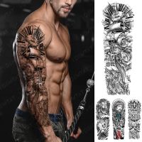 Full Large Arm Sleeve Tattoo Viking Waterproof Temporary Tatto Sticker Ship Compass Plume Letter Body Art Men Women Fake Tatoo Stickers