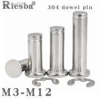 1 5Pcs 304 Stainless Steel Pin Flat Head Slotted Pin Circlip Pin Positioning Cylindrical PinWith Circlip M4 M5 M6 M8 M10 M12